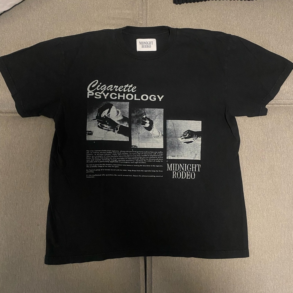 Midnight Rodeo Cigarette Psychology Black T-shirt sz Large